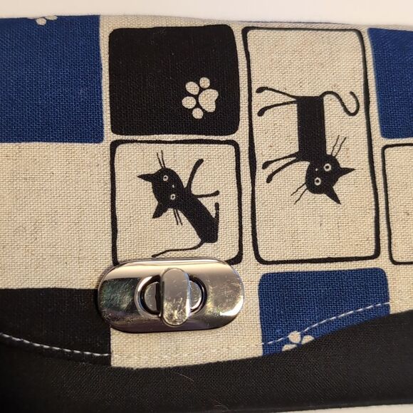 Canvas cat pattern wallet bag wristlet Nwot - Picture 2 of 9